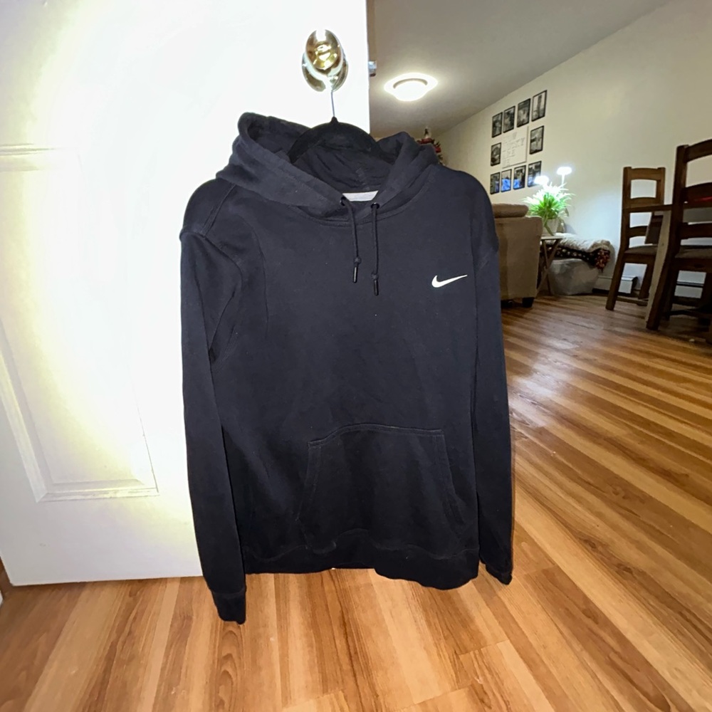 Nike Men's Black Hoodie with White Logo